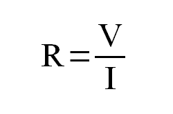 ohms law - resistance equals voltage divided by current