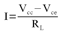 formula to establish current through load resistor in transistor switch circuit