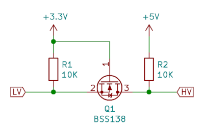 B-directional level shifter with MOSFET BSS138