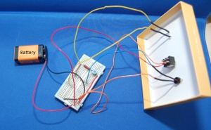 breadboard circuit of the LDR based light circuit