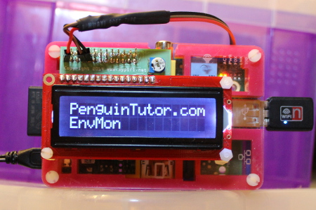 MyPiFi LCD display mounted on a Raspberry Pi installed in a Pimoroni Pibow case