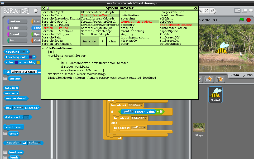 Disable Remote sensor connection enabled message in Scratch