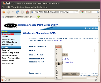 Changing the wireless channel on a Belkin WAP to fix wifi problems