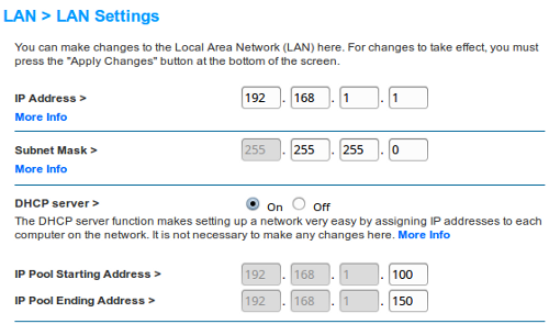 Belkin wireless router lan settings