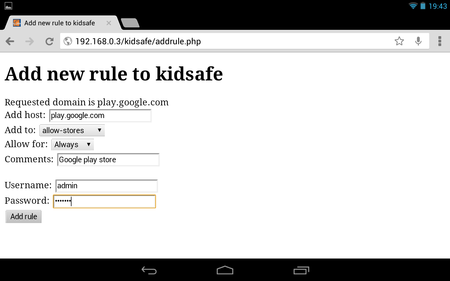 Kidsafe proxy - Adding a new rule for the Google Play App Store on Android