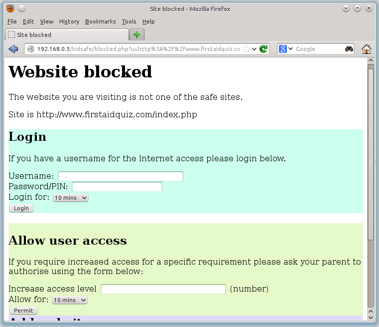 blocked website