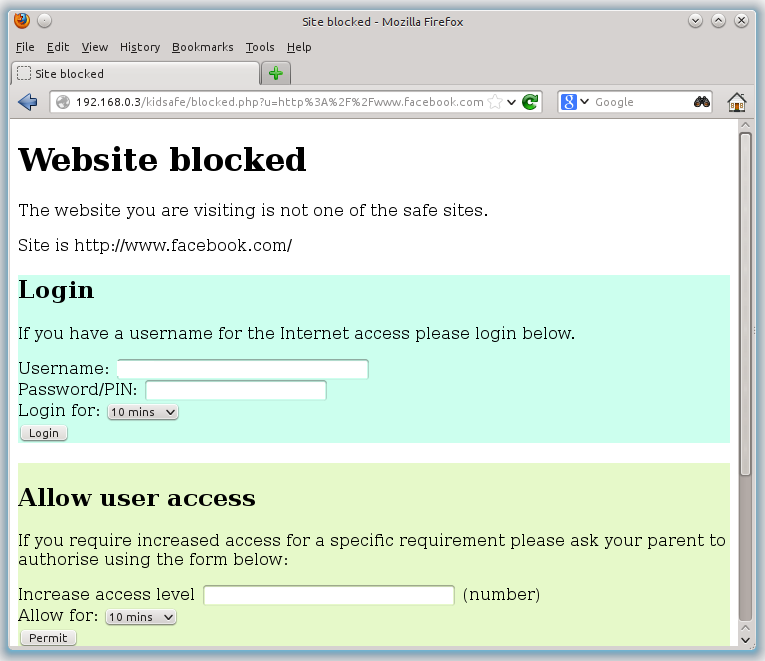 Website blocked by Internet filter - facebook.com