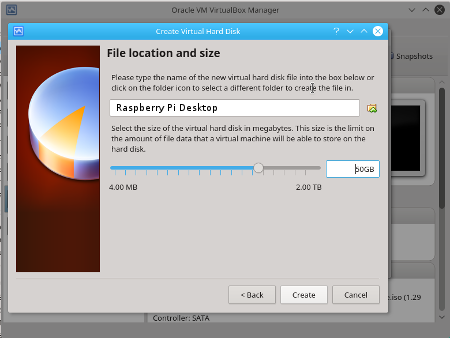 Virtualbox Size Virtual Hard Disk drive for the Virtual Machine