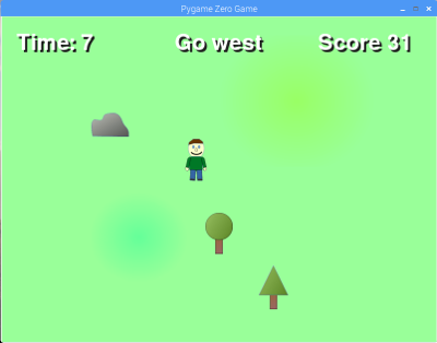 Compass Game a python game written in Pygame Zero - perfect for a Raspberry Pi Pi Cade