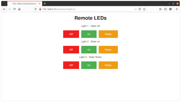 Web browser controlling LEDs using an ESP32 over IoT