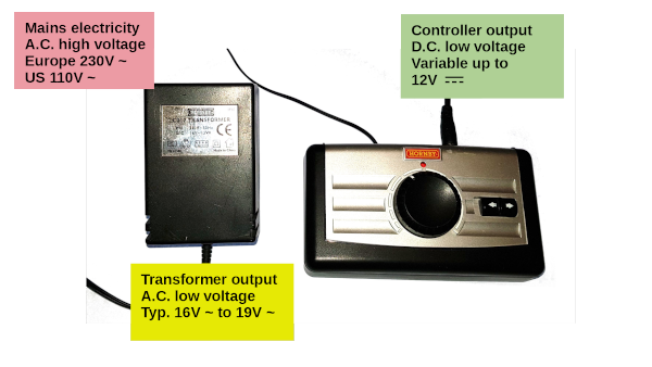 Hornby OO model train transformer and controller