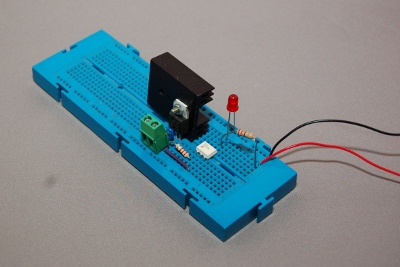 Electronic triac and optoisolator circuit on breadboard