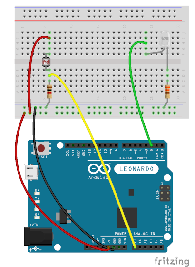 Beginner Arduino circuit breadboard layout