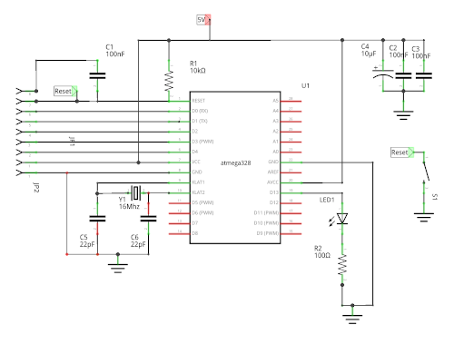 Schematic diagram for custom Arduino - protected circuit