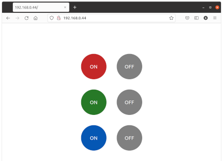 Simple web graphical interface for color selection of Neopixels on an Arduino