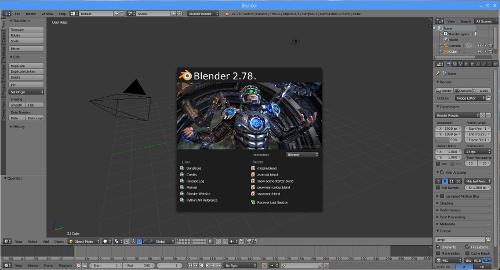 Blender showing the startup screen for beginners tutorial