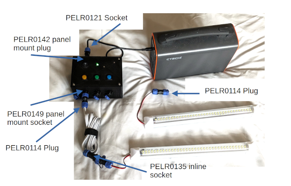 Pico Lights Plus - LED camping lights with connector information