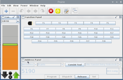 JMRI throttle application for controlling DCC model railway locomotives