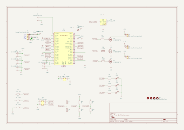 Electronic Schematic Diagram Raspberry Pi pico lighting controller for 5V to 12V LED lights