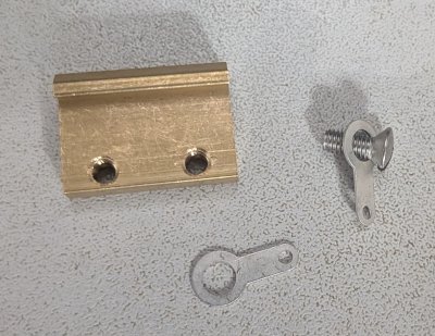 G-Scale brass model railway track joiner. With solder tag and screw.