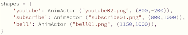 Python Pygame Zero code for creating animations for YouTube - shapes and sprites