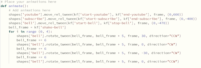Python code for creating animations for videos - animate